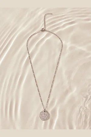 Next Stainless Steel Hammered Disc NecklaceEén