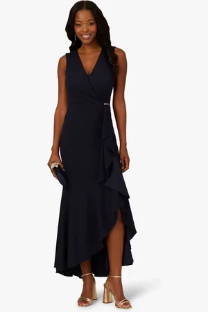 Adrianna Papell Blue Studio Ruffle Flounce Crepe Gown44