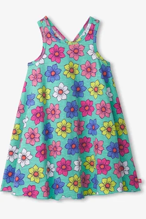 Hatley Blue 100% Cotton Happy Flowers Trapeze Dress140146cm