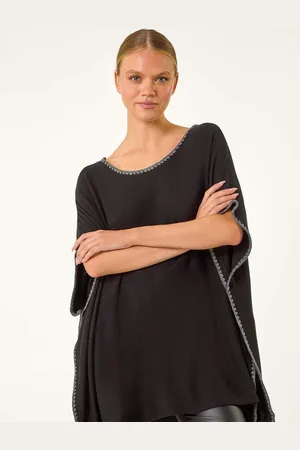 Roman Blanket Stitch Knit PonchoS-M