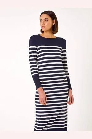 Roman Stripe Print Knit Midi Dress44