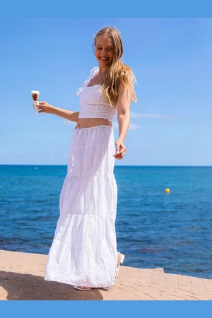 South Beach Broderie 100% Cotton Midi Skirt40