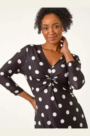 Roman Petite Spot Twist Front Midi Dress44