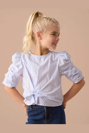 Angel & Rocket Lara Stripe Tie Front Print 100% Cotton Blouses11 Jaar (146cm)