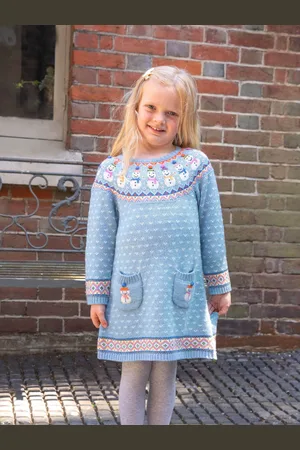 JoJo Maman Bébé Gebreide jurk met sneeuwpop en Fairisle-patroon1.5