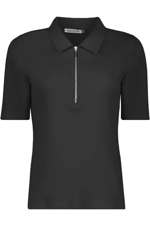 Baukjen Ivy 100% Cotton Rib Zip Black Collar T-Shirts34