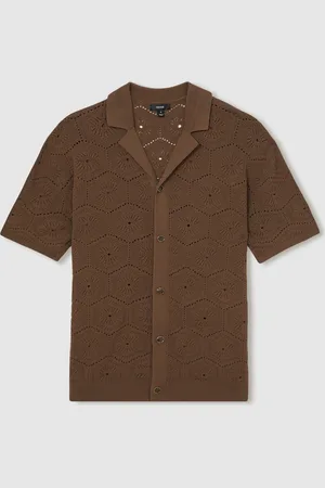 Reiss Royce Pointelle Button Through ShirtLarge