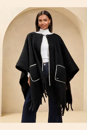 Lipsy London Cosy Whipstitch Fringe Capeeen