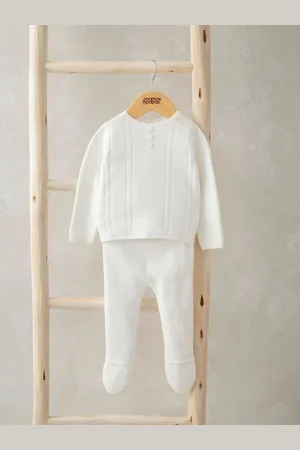Mamas & Papas Cream Knitted Button Cardigan & Leggings 2 Piece SetPasgeboren