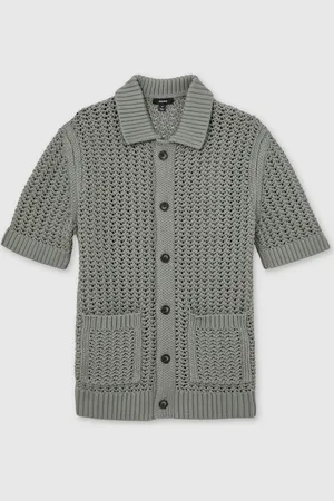 Reiss Amir Crochet Button-Through ShirtSmall