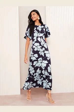Friends Like These Satin Angel Sleeve Empire Midi Dress44