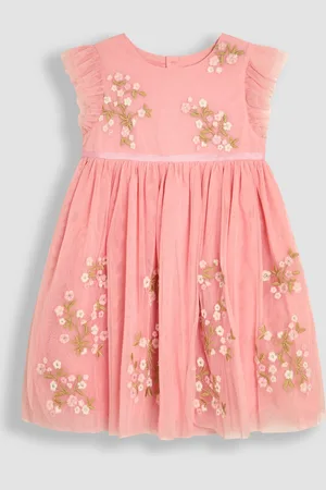 JoJo Maman Bébé Floral Embroidered Tulle Party Dress98104cm