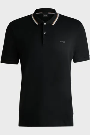 HUGO BOSS Penrose Slim Fit Striped Collar 100% Cotton Polo ShirtS