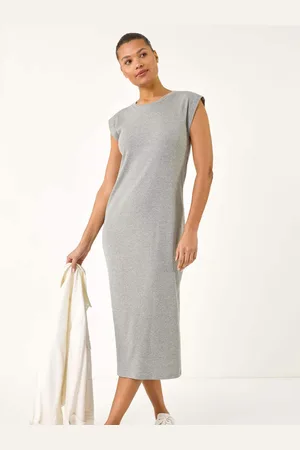 Roman Ribbed Cap Sleeve Midi Dress44