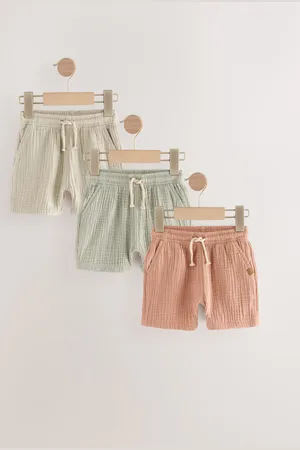 Next Soft Textured 100% Cotton Shorts 3 Pack (3mths-7yrs)9298cm