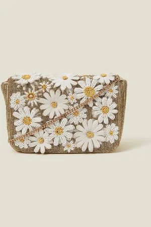 Accessorize Hand Beaded 3D Floral Crossbody Bageen
