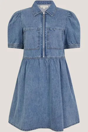 Monsoon Adeena Zip Denim 100% Cotton Mini Dressmedium