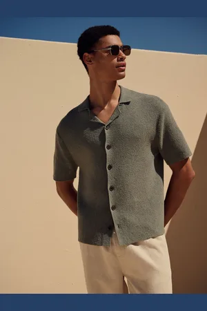Next Cotton Rich Relaxed Fit Short Sleeve Cuban Collar Bouclé Knit Shirt3X-Large