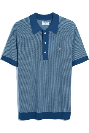 Farah Blue 100% Organic Cotton Sandford Knit Polo ShirtX-large