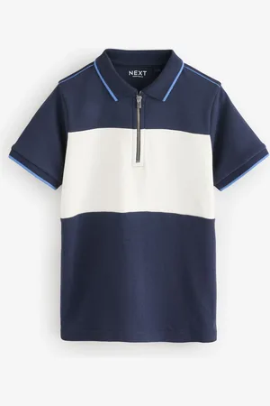 Next 100% katoenen poloshirt met korte rits, kleurblokken en korte mouwen (3-16jr)128134cm