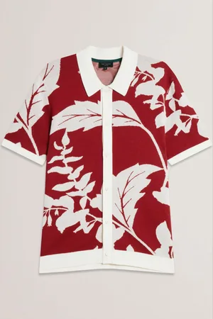 Ted Baker Edson Button Through Floral Polo ShirtLarge