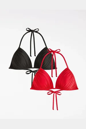 Friends Like These Pleated Triangle Tie Back Bikini Tops 2 Pack40