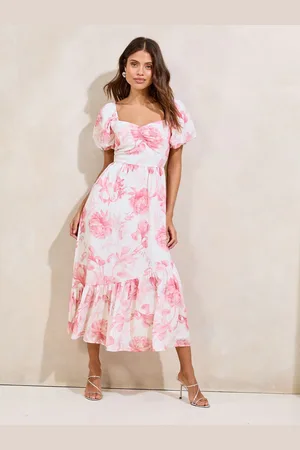 Lipsy London Midi-jurk in linnenlook met pofmouwen44