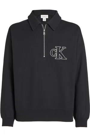 Calvin Klein Rib Logo Zip Polo Shirtmedium