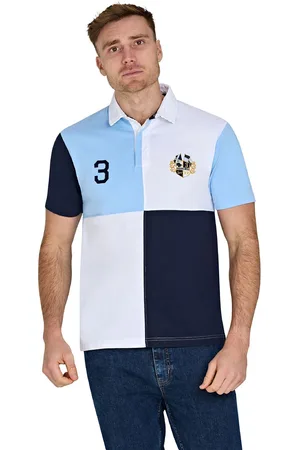 Raging Bull Blue 100% Cotton Harlequin Rugby ShirtMedium