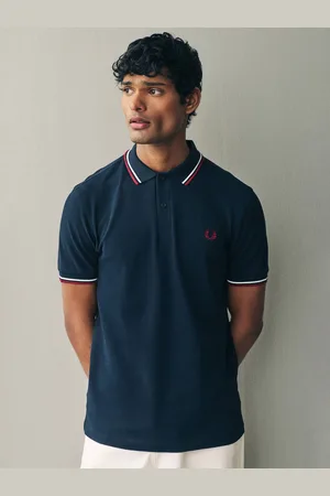 Fred Perry Poloshirt met twee contrasterende streepjes voor heren, gemaakt van 100% katoenXL