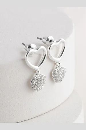 Next Heart Drop Sparkle Stud Earrings Made With Recycled MetalsEén
