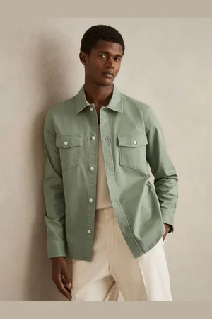 Reiss Malaki Cotton Twill Twin Pocket Overshirt With Stretchmedium