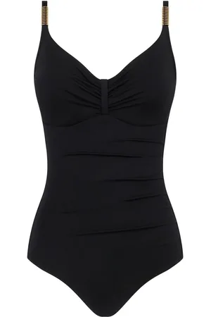 Chantelle Icon Underwired Ruched Smoothing Black Swimsuit80 DD