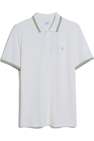 Farah Natural 100% Organic Cotton Alvin Tipped Collar Long Sleeve Polo ShirtLarge