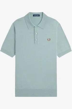 Fred Perry Light Blue 100% Cotton Knitted Polo ShirtL