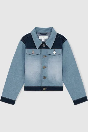 Reiss Briar Patchwork Two-Tone Denim Jacket104110cm