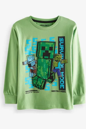 Next Minecraft Creeper 100% Cotton Long Sleeve Flippy Sequin T-Shirt (4-16yrs)6 Jaar (116cm)