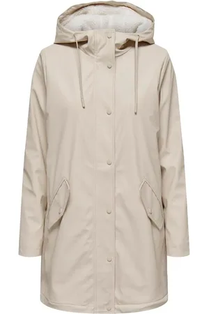 ONLY Natural Teddy Lined Hooded Raincoat38