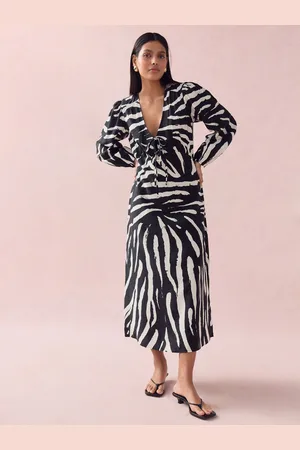 Next Long Sleeve Tie Front Midi Dress54