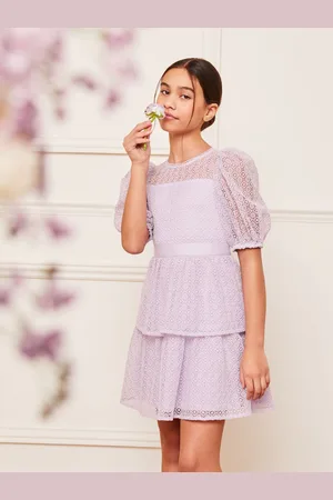 Lipsy London Feestjurk met kanten pofmouwen (2-16jr)16 Jaar (176cm)