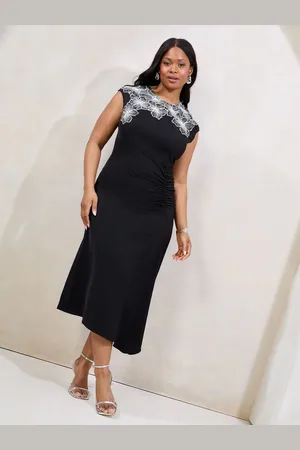 Lipsy London Mouwloze, asymmetrische midi-jurk met bloemenprint en artistieke print46