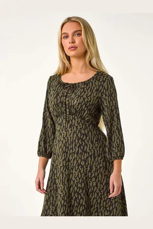 Roman Petite Abstract Tie Front Stretch Jersey Dress42