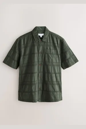 Next 100% Cotton Textured Check Short Sleeve ShirtLarge