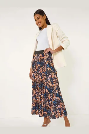 Roman Ditsy Floral Print Pleated Stretch Skirt38