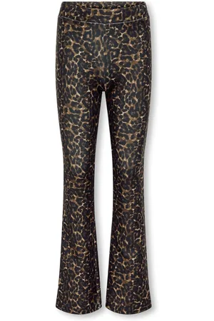 ONLY Leopard Print Flared Black Trousers13 Jaar (158cm)