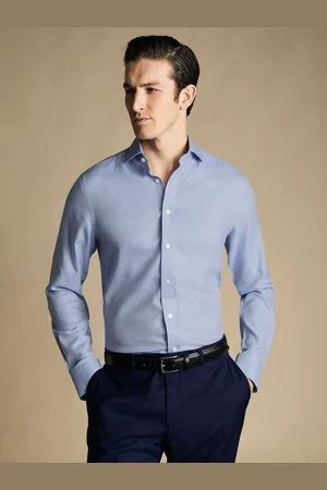 Charles Tyrwhitt Slim Fit Cutaway Non-iron Herringbone 100% Cotton Shirt41 cm R (UK 16 R)
