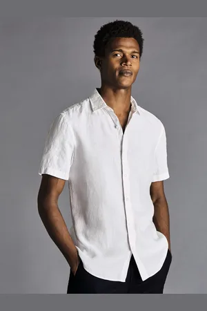 Charles Tyrwhitt Slim Fit Plain Short Sleeve Pure 100% Linen ShirtXXL