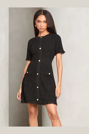 Lipsy London Boucle A Line Lurex Sparkly Knitted Dress36