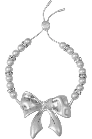 Bibi Bijoux Silver Tone Bow Beaded Friendship Braceleteen