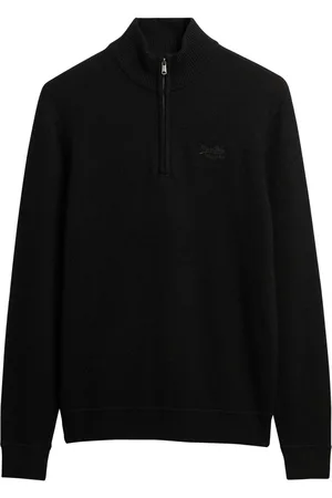 Superdry Essential gebreide trui met korte rits en borduurselL